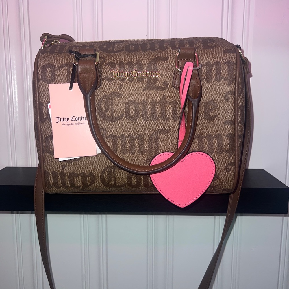 JUICY COUTURE Purse Speedy Satchel Bag - Chestnut Chino Brown Logo